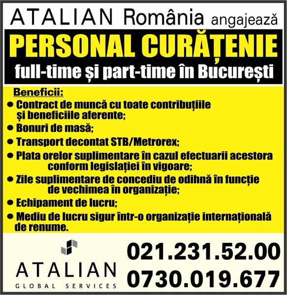 Agenti curatenie in Bucuresti.